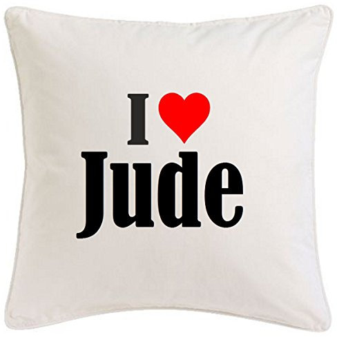 Kissenbezug I Love Jude 40cmx40cm aus Mikrofaser geschmackvolle Dekoration für jedes Wohnzimmer oder Schlafzimmer in Weiß mit Reißverschluss