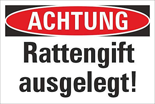 Schild Achtung Vorsicht Rattengift ausgelegt Hinweisschild 3 mm Alu-Verbund 300 x 200 mm