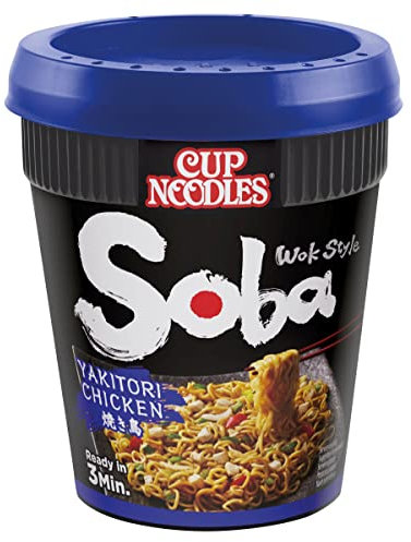 NISSIN Cup Noodles Soba Wok Style Yakitori Chicken Flavoured Instant Noodles, 89 g Pot (Pack of 9)