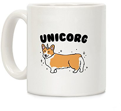 LookHUMAN Taza de café de cerámica Blanca con diseño de Unicornio y Parodia, 325 ml