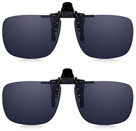 Read Optics Sparset 2er Pack Flip-Up Sonnenbrille: Clip-On Sonnen-Aufsatz für Brillen. Polarisierte UV-400 Sonnenschutz-Gläser für 100% UV-Schutz. Aus grauem bruchfestem Polykarbonat. Für Herren/Damen