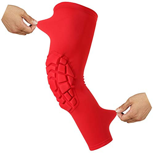 Ginocchiere esagonali a compressione, per tutti gli sport e il wrestling, misure per adulti e ragazzi, singole e coppie, rosso, confezione da 2