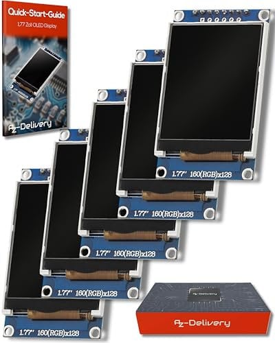 AZDelivery 5 x 1,77 Zoll SPI TFT Display 128x160 Pixel ST7735 2,7V – 3,3V kompatibel mit Arduino und Raspberry Pi inklusive E-Book!