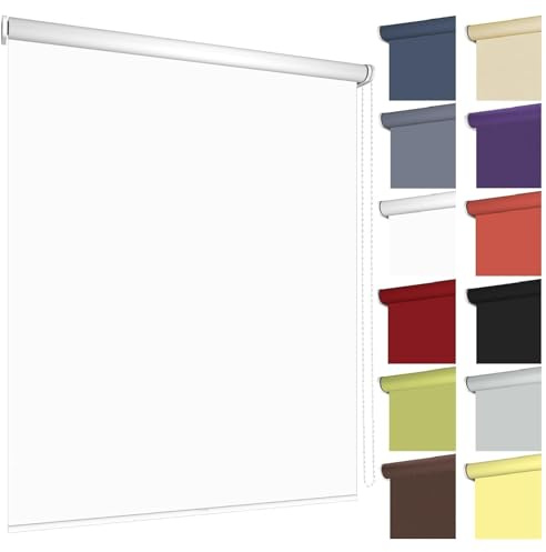 Rollo ohne & mit Bohren Sonnenschutz für Fenster Tür Blickdicht lichtdurchlässig B160 x H180 cm Stoff Weiß, Klemmfix Kettenzugrollo Seitenzugrollo Klemmrollo Tageslichtrollo Klemmträger