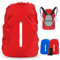 LAMA Rucksack Regenschutz wasserdichte 2 Stück Schulranzen Regenhülle mit Reflexstreifen 2 Verstellschnalle für Wandern Klettern Camping Radfahren Reisen Outdoor Aktivitäten S 18L-25L Dunkelblau Rot