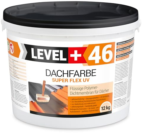 LEVEL PLUS Dachfarbe 12kg Sockelfarbe Dachlack | Dachsanierung flexibler Polymermembran hochdeckend wetterbeständig Braun RM46