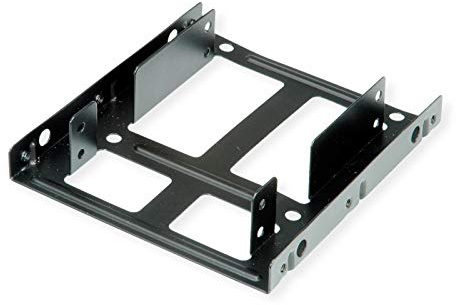 ROLINE HDD/SSD Montageadapter, 3,5 Zoll Rahmen für 2X 2,5 Zoll HDD/SSD, Metall, schwarz