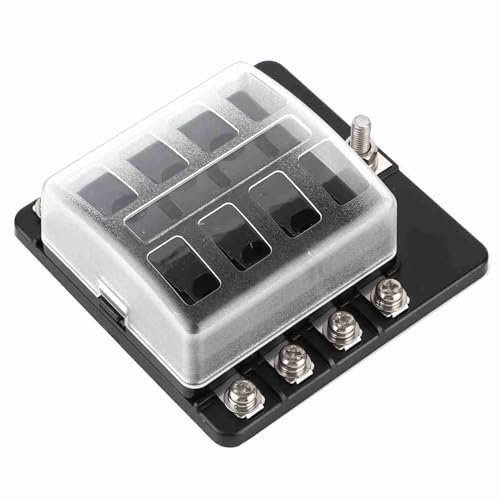 Bloque de fusibles de hoja de 8 vías, caja de fusibles de terminal de tuerca de tornillo de 8 vías Soportes de bloque de fusibles de hoja con indicador LED para coche barco