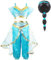 Yigoo Prinzessin Kostüm Mädchen Jasmin Kostüm Kinder Frauen Aladdin Kleid Weihnachten Verkleidung Karneval Party Halloween Fest mit Perücke 110