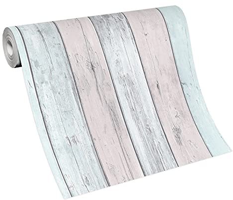 Erismann 10200-18 Vliestapete Antik Holz rustikal hell blau grau rosa bretter verwittert shabby Imitations 2
