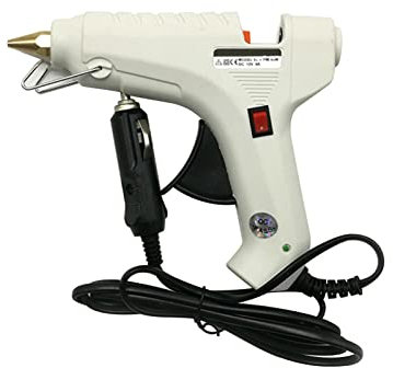 Lechnical Car Universal Hot Melt Glue Gun 40W 12V 47in Long Cable with Cigarette Lighter Plug White