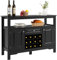 COSTWAY Sideboard with 12 Wine Rack, Freestanding Storage Cabinet with Drawer, 2 Doors, Shelf and 5 Legs, Kitchen Cupboard Buffet for Farmhouse, Dining Room, Living Room