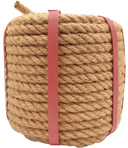 Natural Hemp Rope (1/2 in X 100 Ft) Twisted Jute Rope Manila Rope for Cat Scratching Post, DIY Rope for Crafts Projects