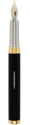 DIPLOMAT NEXUS Füllhalter Goldfeder mit Tintenglas Schwarz/Federstärken: B 14kt/ Füllfederhalter/Handgefertigt/mit Geschenkbox/Füller Fountain Pen/Farbe: Schwarz/Gold