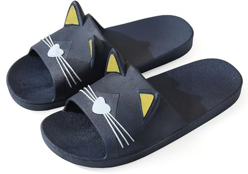 Vunavueya Femmes Pantoufles Maison Hommes Tongs Chaussons d'été Chaussures de Bain Dames Sandales de Piscine Plage Bleu Navy 43/44 EU(44-45CN)
