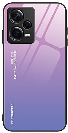 RonRun Funda para Xiaomi Redmi Note 12 4G, 9H Cubierta de Vidrio Templado Carcasas Protectora de Parachoques de TPU Silicona Fundas Case Cover, Lila