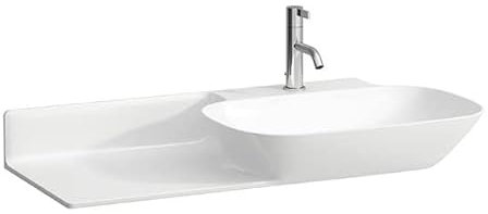 Laufen INO Waschtisch, 1 Hahnloch, ohne Überlauf, Keramikablage links, 900x450mm, H813301, Farbe: Weiß matt