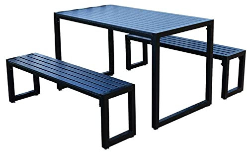 Patio Bistro Set 3 Stück, GFurniture Set, 2 Stühle und 1 Tisch, Holzbank, Für Balkon im Freien, Flur, Garten, G(Schwarz)