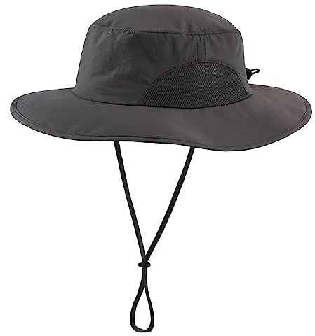 Magracy Herren-Sonnenhut mit UPF 50+ breiter Krempe UV-Schutz Safari-Hut für Damen Angeln Wandern Gartenarbeit Dunkelgrau