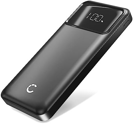 CELLONIC Powerbank 10000mAh - USB C 22,5W PD Schnelllade Kleine Power Bank Portable Charger mit LED Display kompatibel mit Apple iPhone, iPad, Airpods, Galaxy, Handy, Tablet - Flugzeug Sicher