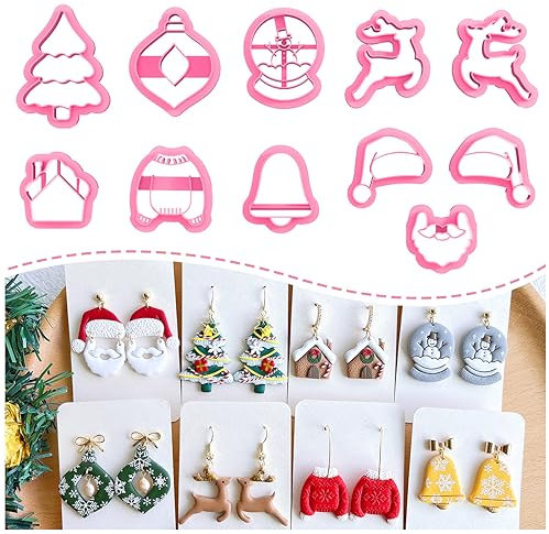 Keoker Emporte-pièces en argile polymère de Noël – 11 formes de boucles d'oreilles pour l'hiver