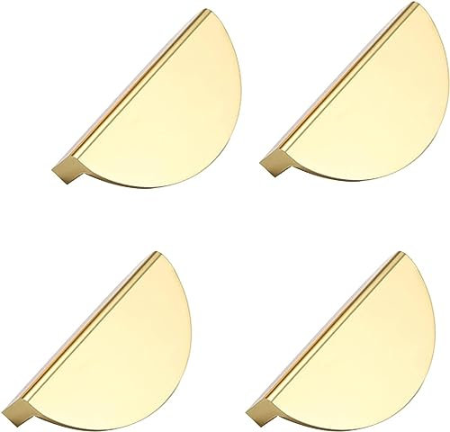 LATRAT 4 Stück Schrankgriff Gold Halbmond Möbelgriffe Goldene Küchenschränke Aluminium Modern für Wohnküche Büromöbel, Nachttischkabinett, Kommode, Schränke