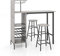 HOMASIS Table de bar avec 2 tabourets de bar, table de salle à manger avec supports pour verres à vin et étagères pour 6 bouteilles de vin, table bistro industrielle pour cuisine, 120 x 40 x 121,5 cm
