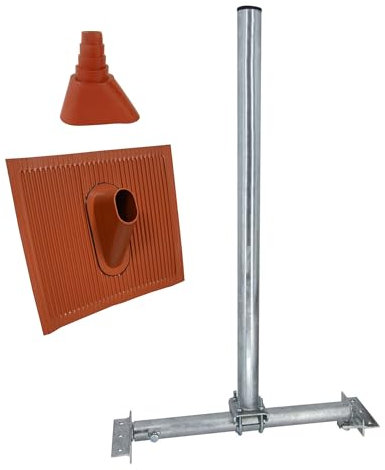 PremiumX Dachsparrenhalter SOLID X85-48 Sparrenhalter SAT Antenne Dach Halterung ALU Dachziegel rot Manschette Montage Set