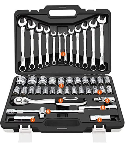 Llave dinamométrica de trinquete, combinación de Llaves, Herramientas manuales de reparación automática para Kit de Coche, Juego de Llaves inglesas