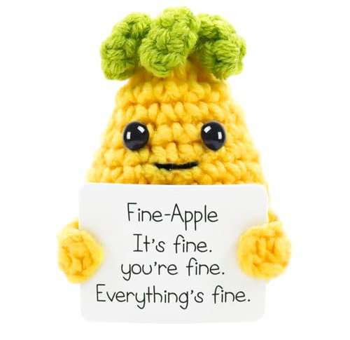 Meanju Positive Ananas-Puppe mit Positiver Energiekarte,Pocket Hug Positive Potato,Strickwolle Lustige Plüschtiere,Motivationsgeschenke,Viel Glück Geschenke