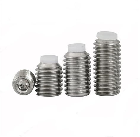 TULDYS 2/5 Stück M3 M4 M5 M6 M8 M10 304 Edelstahl Kopf Innensechskant Kunststoff Nylon Hund konvexer Endpunkt Spitze Madenschraube Stellschraube(5pcs M4x6mm)