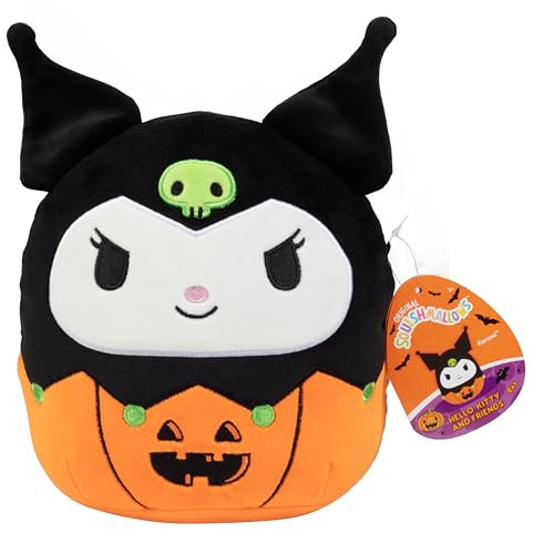 Squishmallows Original Kuromi Jack O' Lantern- Hello Kitty - Offizieller Jazwares Halloween-Kürbis-Plüsch, Sammlerstück, weiches und quetschbares Sanrio-Plüschtier, Geschenk für Kinder, Mädchen und