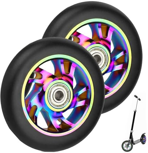 1 Paar 100 mm Scooter-Räder mit ABEC-9-Kugellagern, passend für Razor/Apollo/Cox Swain Stunt-Scooter, Alloy Series Pro Stunt-Scooter-Rad, 2 Ersatz-PVC-Räder, Stunt-Scooter-Rad