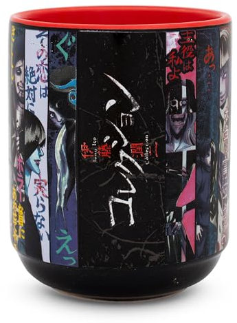 Junji Ito Panel Poster asiatischer Stil Keramik-Teetasse | Traditionelle japanisch inspirierte Tasse ohne Griff | Fassungsvermögen: 266 ml