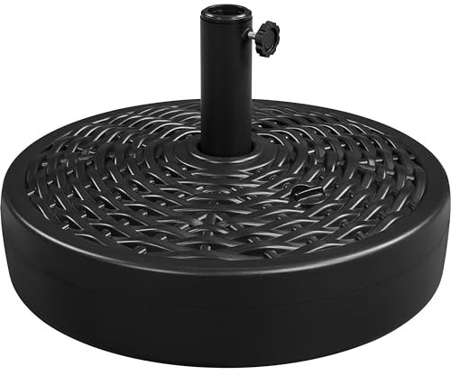 Yaheetech Sonnenschirmständer Gartenschirmhalter in Ratten-Optik Φ 50 cm Rund Schirmgewicht mit Wasser/Sand Befüllbar für Schirmstänge Φ 38/48 mm, Schwarz