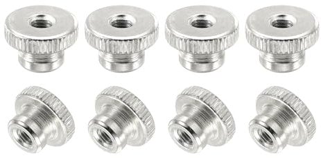 sourcing map Knurled Thumb Nuts, 12Pcs M5 Carbon Steel Nut High Head Through Hole, Silver