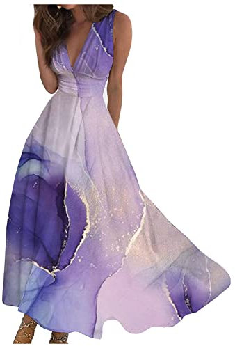 Robe Été Femme Longue - Tailleur Mariage, Soirée, Cache Ventre, Printemps, Grossesse - Bleu M