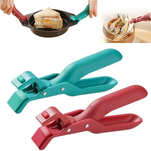 Multi-Purpose Anti-Scald Bowl Holder Clip for Kitchen,Anti-Scalding Hot Plate Tongs Bowl Clips,Silicone Non-Slip Heat Insulation Anti-Scald Clip,Anti-Scald Clip for Toaster Oven (Red+Green)