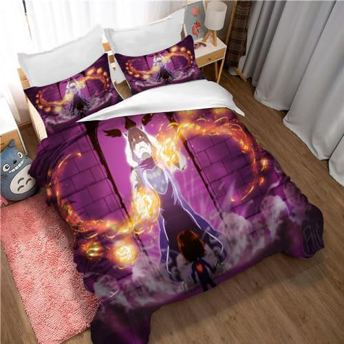 Ste-X Baumwoll-Bettwäscheset Undertale Game Mit Reißverschluss, Atmungsaktiv, Weich, Luxuriöser Bettbezug + 2 Kissenbezüge 50 X 75 cm, Für Alle Jahreszeiten (135x200cm,Undertale 06)
