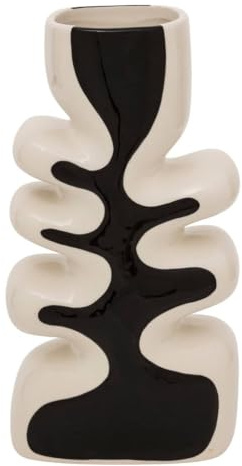 Vase Twisted Lime, Höhe 28 cm, Keramik, Schwarz und Weiß