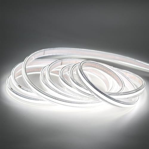 COB Flexible Waterproof LED Strip Light Kaltweiss 20M 230V Direktanschluss | 20 Meter LED Streifen , Wasserdicht IP67 , 6000K Kaltweiß , 25 Zentimeter Schnittbar , 230 volt LED Band