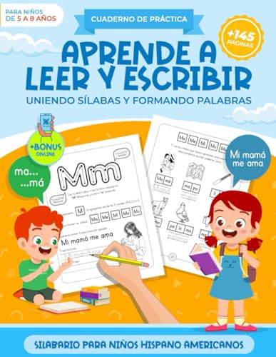 Aprender a leer y escribir uniendo sílabas y armando palabras | Cuaderno de práctica para niños en español: Cuaderno de caligrafía para niños | ... (Libros de Aprendizaje para niños en español)
