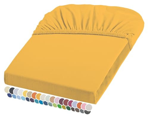 liebling Elasthan Spannbetttuch 90x200 bis 100-220 cm, mit Rundumgummizug, Blickdicht faltenfrei & atmungsaktiv, Ökotex 100, Matratzen bis 26 cm Höhe, Sonne