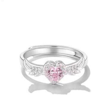 DkakoJew Damen Ringe verstellbare Engelsflügel rosa Ring Versprechen Ring Jubiläumsgeschenk Geburtstagsgeschenk.