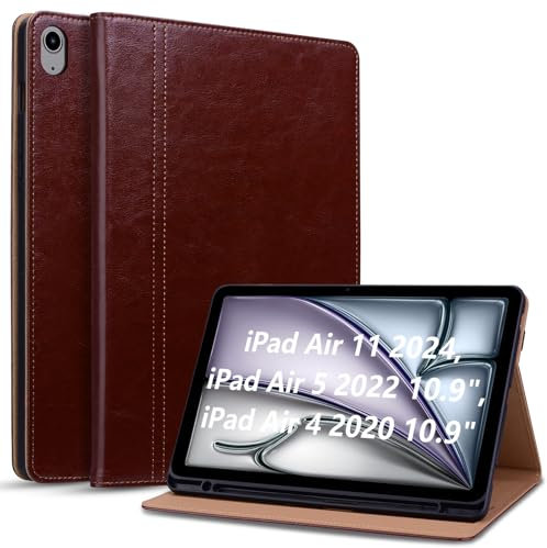 Cicili Cover per iPad Air 11 M2 2024,Custodia iPad Air 6/5/4 Generazione (10,9 Pollici Modello 2022/2020) Custodia Pelle PU con Auto Sonno/Sveglia Protettiva,Marrone