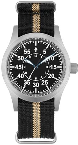 Militado ML05 ML05B 38mm Vintage Felduhren Für Männer, VH31 Schweigende Sekunde/515/Miyota Super 2035 Quarzwerk, Gewölbtes Saphirglas Mit AR-Beschichtung, C3 Super-Leuchtmasse, 100M Wasserdicht