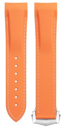HEPUP Weiches, flexibles Gummiarmband für Omega Speedmaster Moonwatch Seamaster 300 AT150 PLANET OCEAN 600. Armband 20/21/22 mm. Schnalle mit silberner Spitze