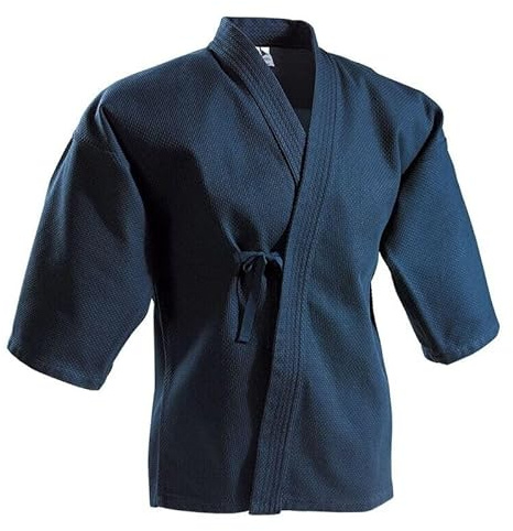Kendo Toppar Aikido Samuraj Hakama kampsport kläder kimono skjortor kostymer, Topp-blå, 150CM