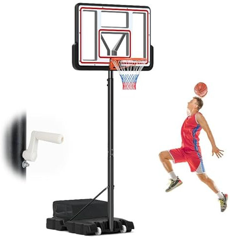 COSTWAY Panier de Basket-Ball Hauteur Réglable 225-305 cm, Support de Basketball Mobile avec Panneau Incassable de 112 cm Panneau Filet de Remplacement et Roues, pour Enfants Adultes