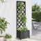 IKAYAA Pflanzkasten mit Spalier, Blumenkasten mit Rankgitter, Gartenspalier für Kletterpflanzen, Blumenkasten für Garten, Balkon Terrasse, Massivholz Tanne, Schwarz,40 x 30 x 135 cm